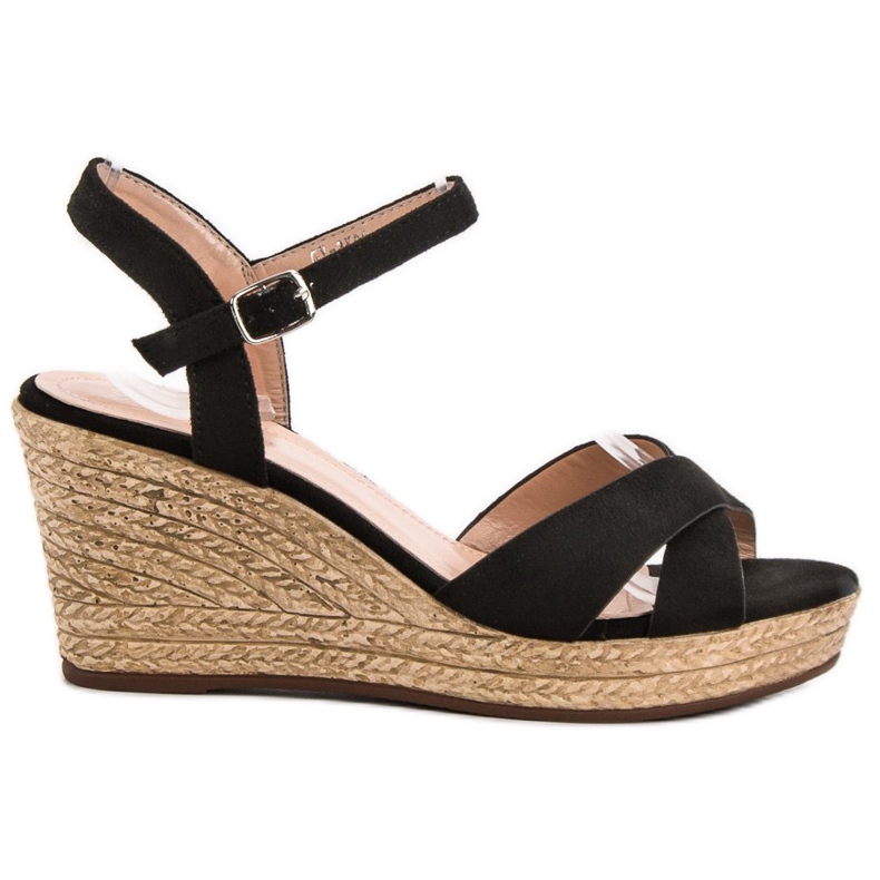 Best Shoes Sandálias Pretas em Cunha preto