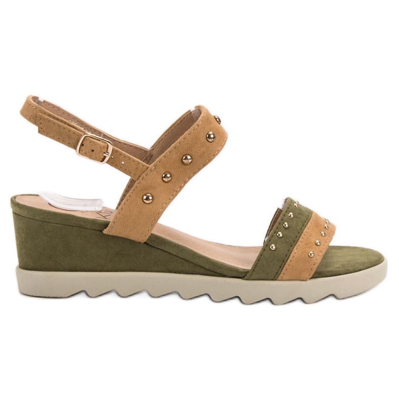 Kylie Sandálias com strass castanho verde