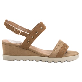 Kylie Sandálias com strass castanho