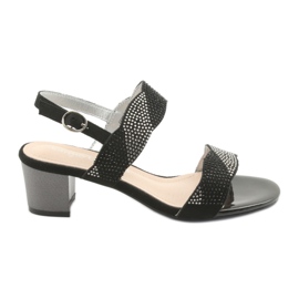 Sergio Leone Sandálias no sk795 post preto com zircões