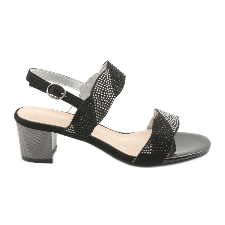 Sergio Leone Sandálias no sk795 post preto com zircões