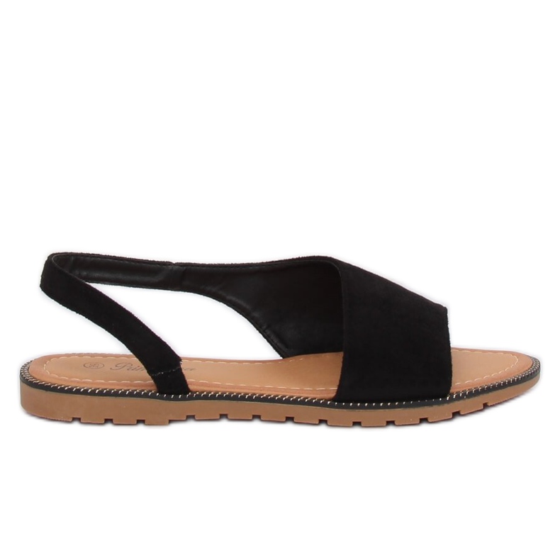 Sandálias assimétricas femininas negras 982 Preto