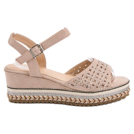 Groto Gogo Sandálias de camurça com zircônia cúbica marrom