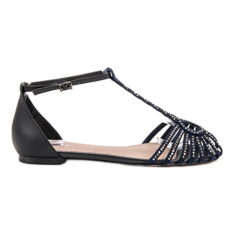 SHELOVET Sandálias elegantes com zircônia cúbica preto azul