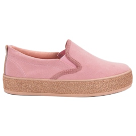 SHELOVET Slipons com sola brilhante rosa