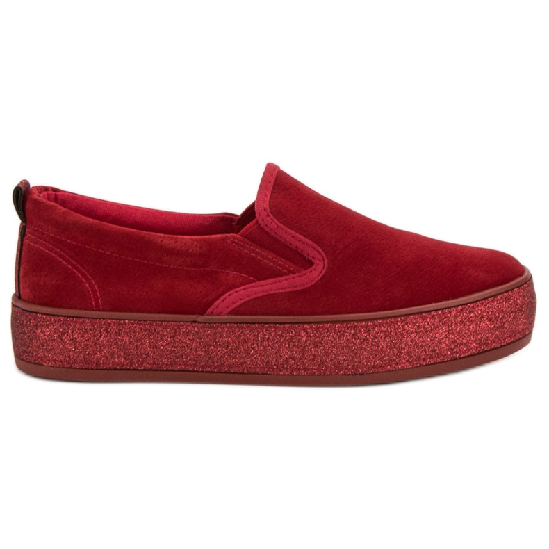 SHELOVET Slipons com sola brilhante vermelho
