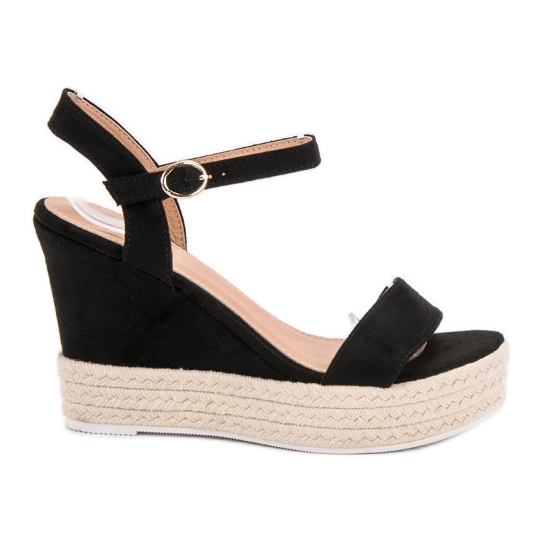 Ideal Shoes Sandálias de cunha elegantes preto