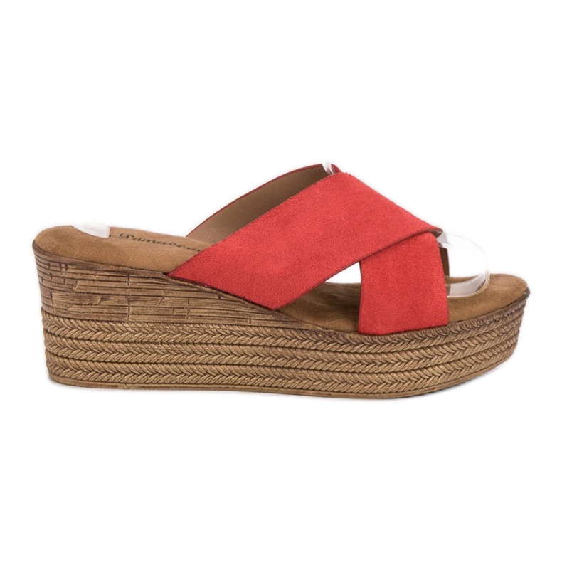 SHELOVET Chinelos Red Wedge vermelho