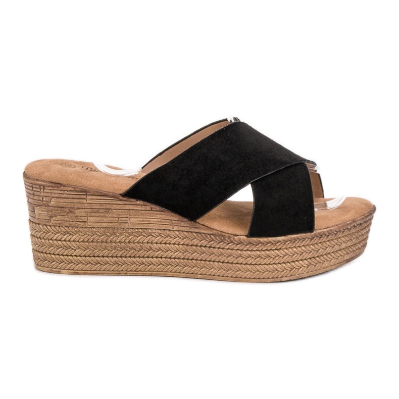 SHELOVET Chinelos Black Wedge preto