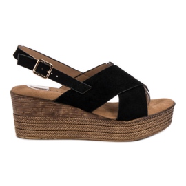 Primavera Sandálias Black Wedge preto