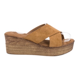 SHELOVET Sandálias Camel Wedge marrom