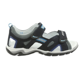 Nabos masculinos da Sandals Bartek 19176 azul marinho-cinza azul-marinho