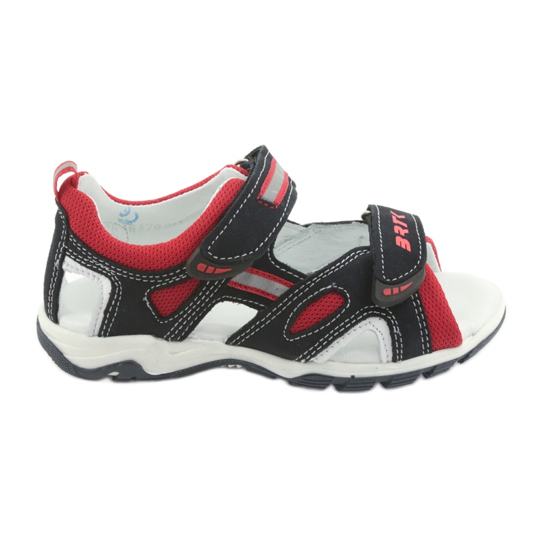 Bartek Sandálias de couro meninos velcro 16176 marinho-vermelho azul