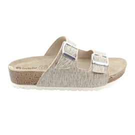 Chinelos femininos Inblu NM013 bege com partículas de prata marrom cinza