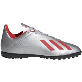 Chuteiras Adidas X 19.4 Tf Jr F35348 vermelho prata Chuteiras Adidas X 19.4 Tf Jr F35348 vermelho prata
