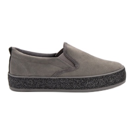 SHELOVET Slipons com sola brilhante cinza