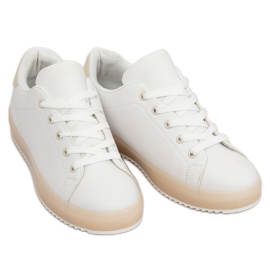 Tênis feminino branco e bege 9118 bege marrom