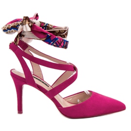 Milaya Stilettos amarrados com uma fita rosa Milaya Stilettos amarrados com uma fita rosa