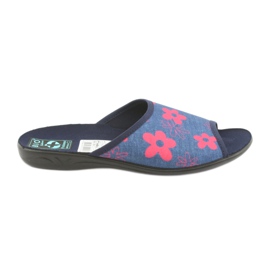 Chinelos femininos com flores Adanex azul marinho rosa