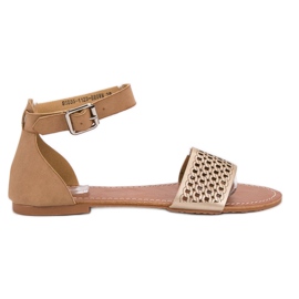 Evento Sandálias Openwork marrom amarelo