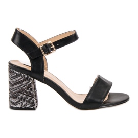 SDS Sandálias Com Salto Decorativo preto