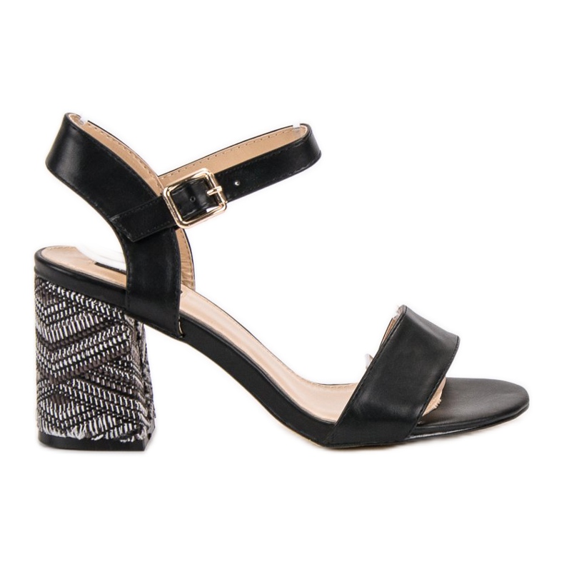 SDS Sandálias Com Salto Decorativo preto