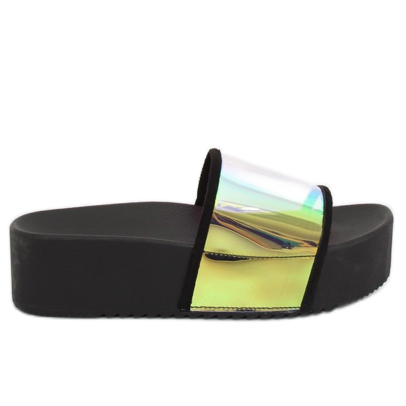Chinelos holográficos pretos CK81P pretos amarelo