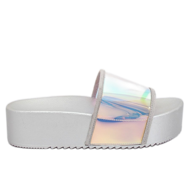 Chinelos holográficos prateados CK81P prateados cinza