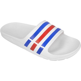 Chinelos Adidas Duramo Slide M U43664 branco vermelho azul