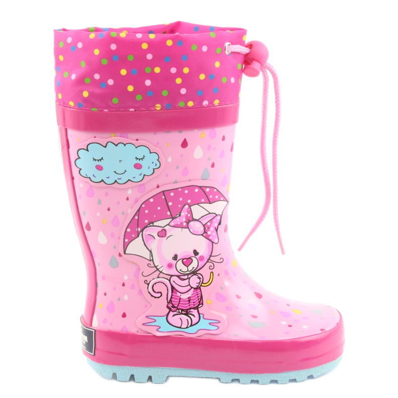 American Club Botas de chuva bebê gatinho americano azul rosa