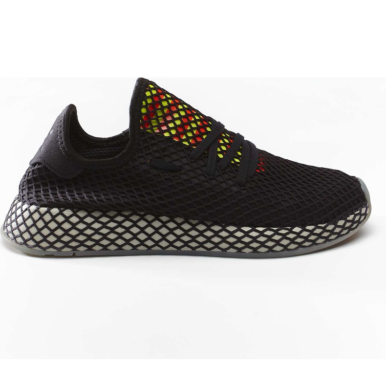 Adidas Corredor Deerupt 674 Core Black Sesame Solar Red preto multicolorido