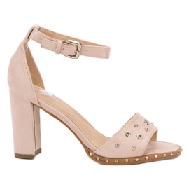 SHELOVET Sandálias com strass marrom