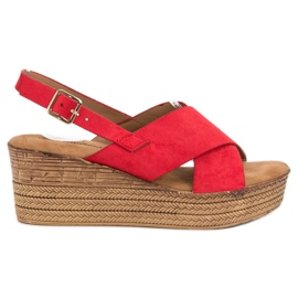 Primavera Sandálias Red Wedge vermelho