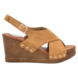 SHELOVET Sandálias de camurça marrom