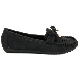 Top Shoes Mocassins pretos abertos