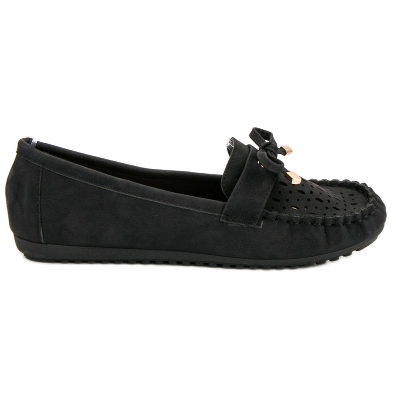Top Shoes Mocassins pretos abertos