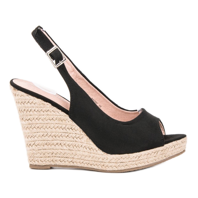 Renda Sandálias de camurça da moda preto