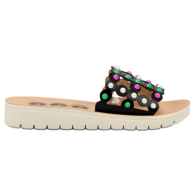 SHELOVET Chinelos femininos casuais preto multicolorido