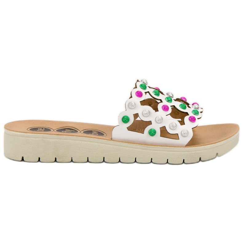 SHELOVET Chinelos femininos casuais branco multicolorido