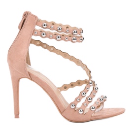 SHELOVET Sandálias sexy de salto alto marrom