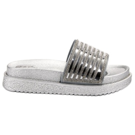 Bello Star Chinelos com cristais cinza