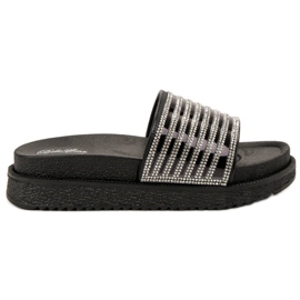 Bello Star Chinelos com cristais preto