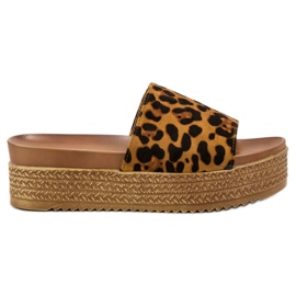 Queen Vivi Chinelos com estampa leopardo marrom