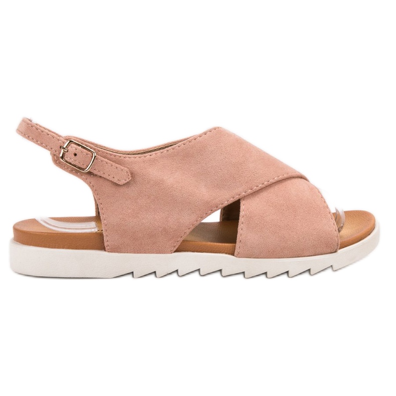 Primavera Sandálias Fechadas de Camurça rosa