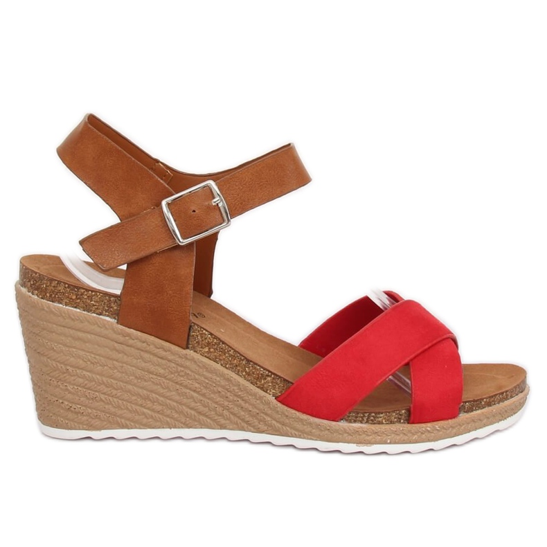 Sandálias de cunha vermelha F-18 Red vermelho