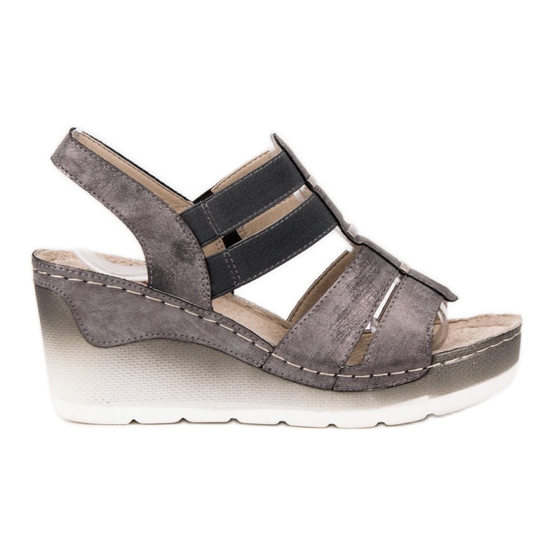 Goodin Sandálias de cunha confortáveis cinza