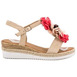 SHELOVET Sandálias de camurça com flores castanho