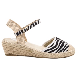 Best Shoes Alpercatas em cunha branco marrom preto multicolorido
