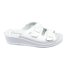 Flip de couro feminino Flips White Wedges branco