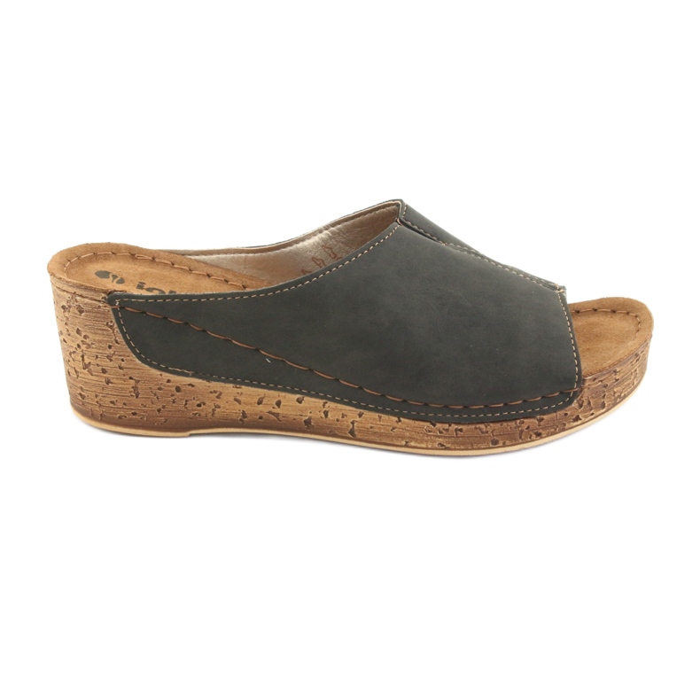 Chinelos femininos cunha Inblu NG002 preto marrom multicolorido